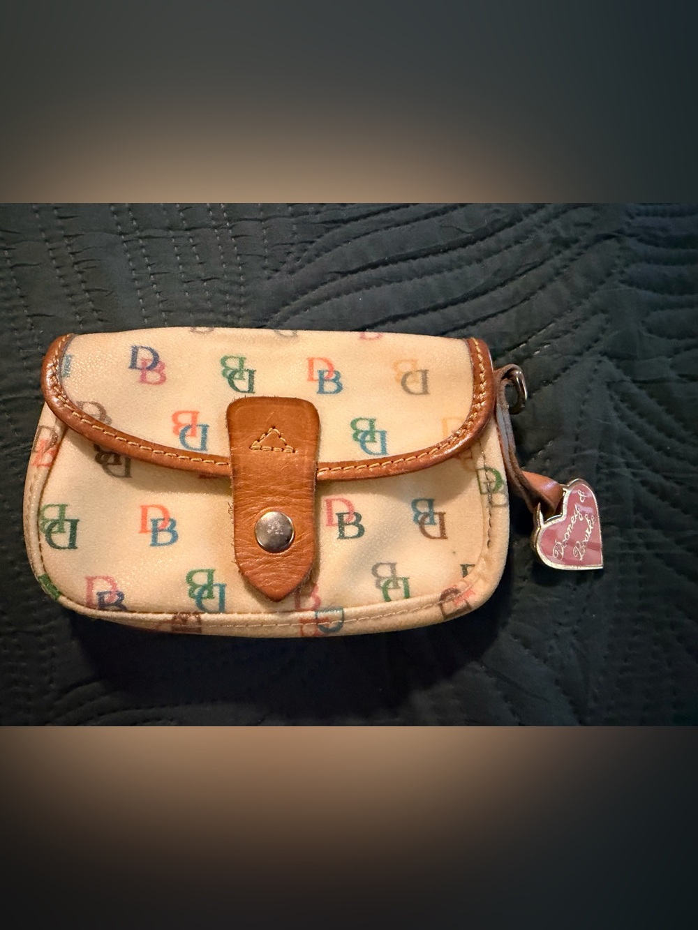Dooney & Bourke Multicolor DB Logo Canvas Wristlet with Leather Trim (project)